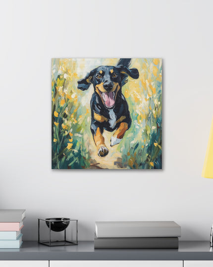 Canvas Gallery Wraps - Joyful Journey: A Dog's Delightful Run Through Nature