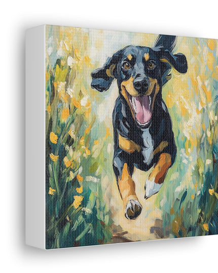 Canvas Gallery Wraps - Joyful Journey: A Dog's Delightful Run Through Nature