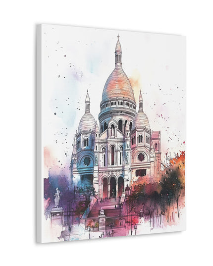 Canvas Gallery Wraps- Sacre Coeur Basilica - Watercolor Art Print