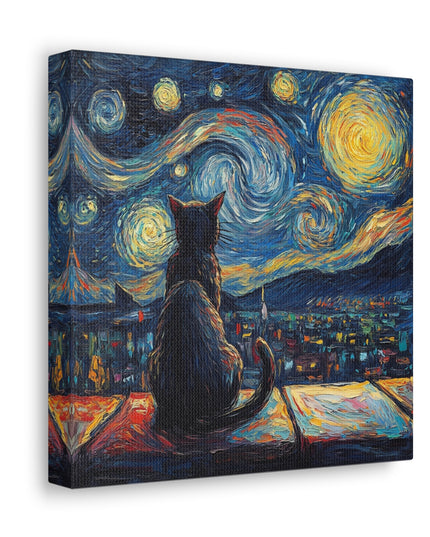 Canvas Gallery Wraps- Starry Night with a Cat"