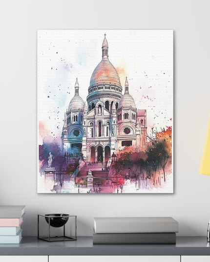 Canvas Gallery Wraps- Sacre Coeur Basilica - Watercolor Art Print