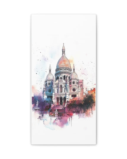 Canvas Gallery Wraps- Sacre Coeur Basilica - Watercolor Art Print