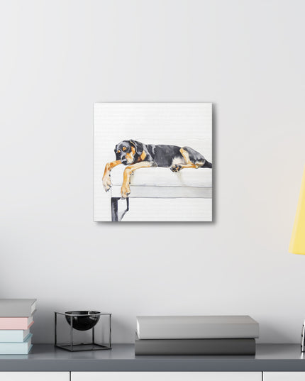 Canvas Gallery Wraps - Watercolor Black and Tan Coonhound Sleeping on Couch