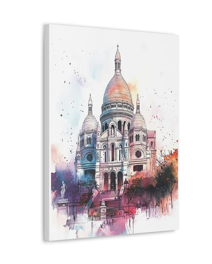 Canvas Gallery Wraps- Sacre Coeur Basilica - Watercolor Art Print