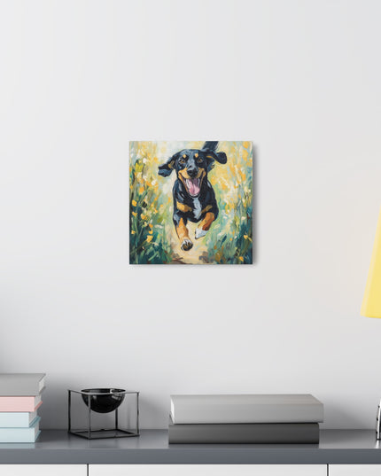 Canvas Gallery Wraps - Joyful Journey: A Dog's Delightful Run Through Nature