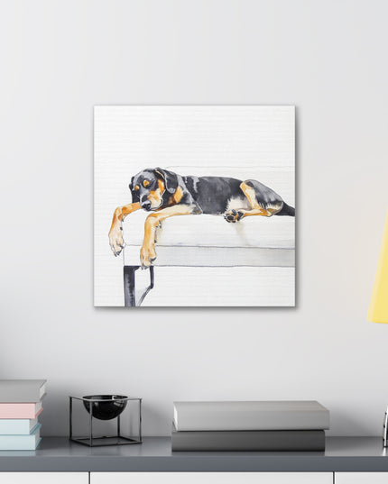 Canvas Gallery Wraps - Watercolor Black and Tan Coonhound Sleeping on Couch