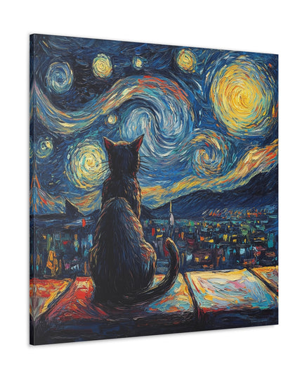 Canvas Gallery Wraps- Starry Night with a Cat"