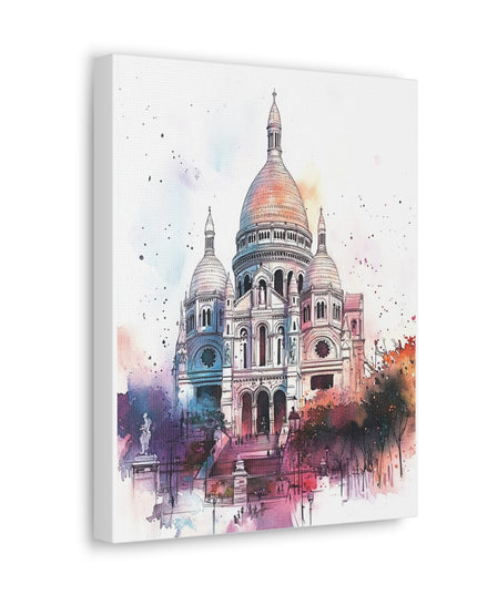 Canvas Gallery Wraps- Sacre Coeur Basilica - Watercolor Art Print
