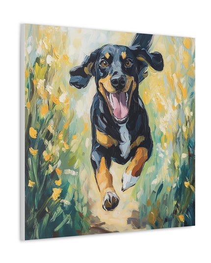 Canvas Gallery Wraps - Joyful Journey: A Dog's Delightful Run Through Nature