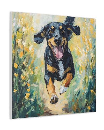 Canvas Gallery Wraps - Joyful Journey: A Dog's Delightful Run Through Nature