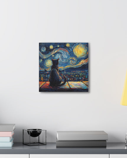 Canvas Gallery Wraps- Starry Night with a Cat"