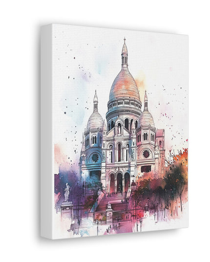 Canvas Gallery Wraps- Sacre Coeur Basilica - Watercolor Art Print