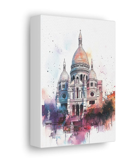 Canvas Gallery Wraps- Sacre Coeur Basilica - Watercolor Art Print