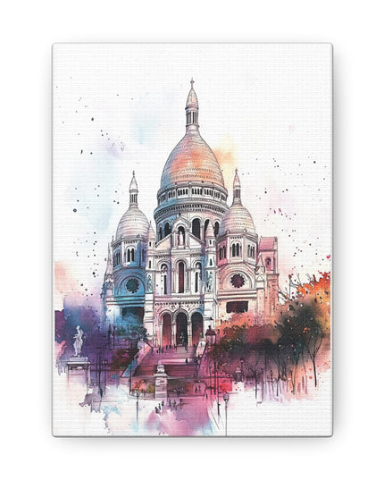 Canvas Gallery Wraps- Sacre Coeur Basilica - Watercolor Art Print