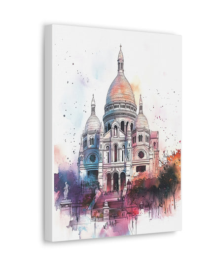 Canvas Gallery Wraps- Sacre Coeur Basilica - Watercolor Art Print