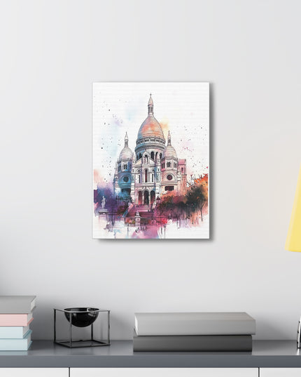Canvas Gallery Wraps- Sacre Coeur Basilica - Watercolor Art Print