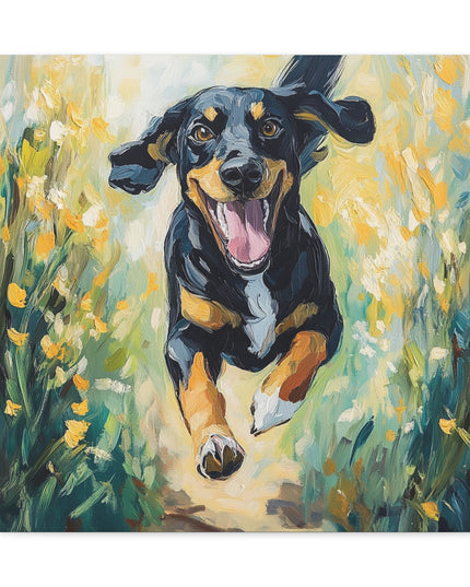 Canvas Gallery Wraps - Joyful Journey: A Dog's Delightful Run Through Nature