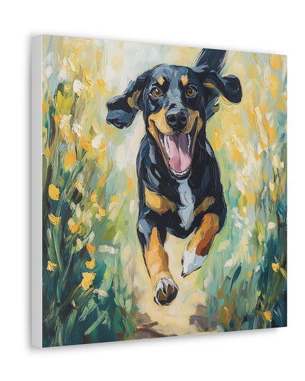 Canvas Gallery Wraps - Joyful Journey: A Dog's Delightful Run Through Nature
