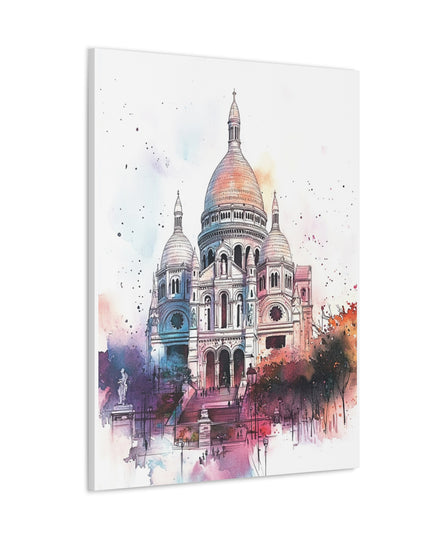 Canvas Gallery Wraps- Sacre Coeur Basilica - Watercolor Art Print