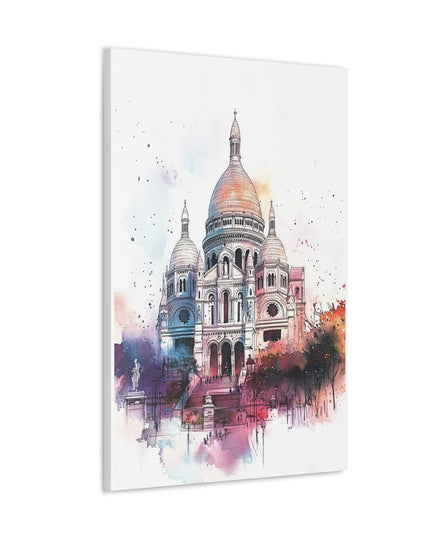 Canvas Gallery Wraps- Sacre Coeur Basilica - Watercolor Art Print
