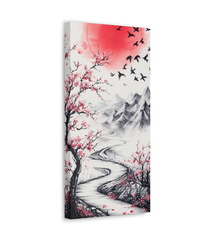 Canvas Gallery Wraps -Path to Dawn: Traditional Japanese Ink Sketch