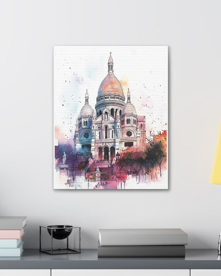Canvas Gallery Wraps- Sacre Coeur Basilica - Watercolor Art Print