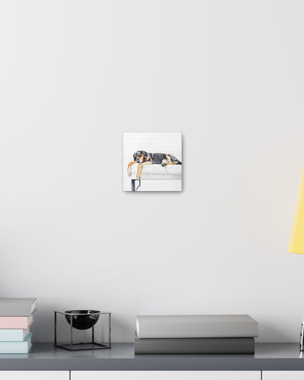 Canvas Gallery Wraps - Watercolor Black and Tan Coonhound Sleeping on Couch