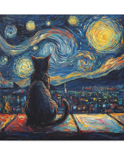 Canvas Gallery Wraps- Starry Night with a Cat"