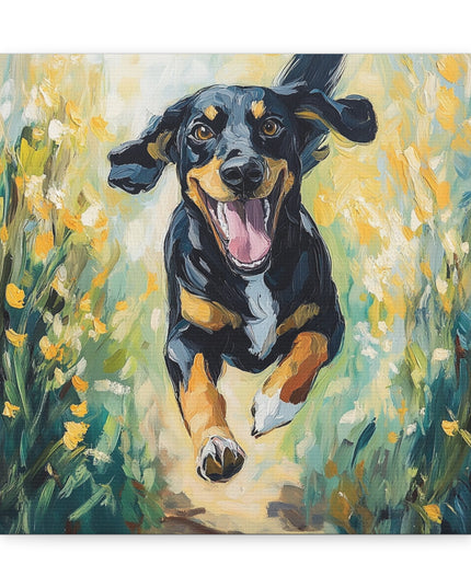 Canvas Gallery Wraps - Joyful Journey: A Dog's Delightful Run Through Nature