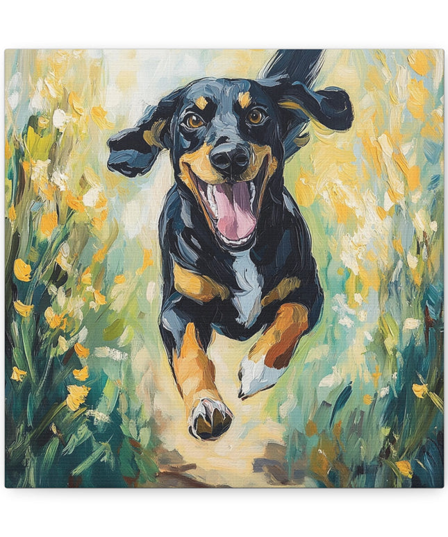 Canvas Gallery Wraps - Joyful Journey: A Dog's Delightful Run Through Nature