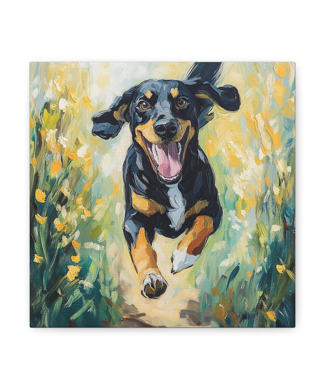 Canvas Gallery Wraps - Joyful Journey: A Dog's Delightful Run Through Nature