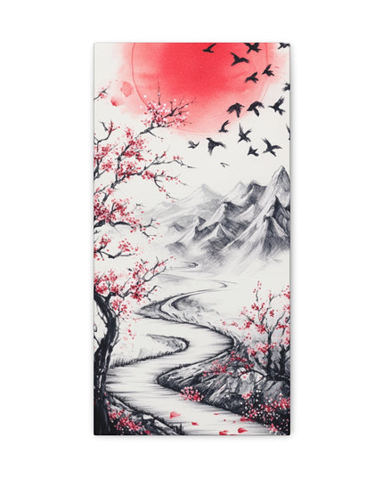 Canvas Gallery Wraps -Path to Dawn: Traditional Japanese Ink Sketch