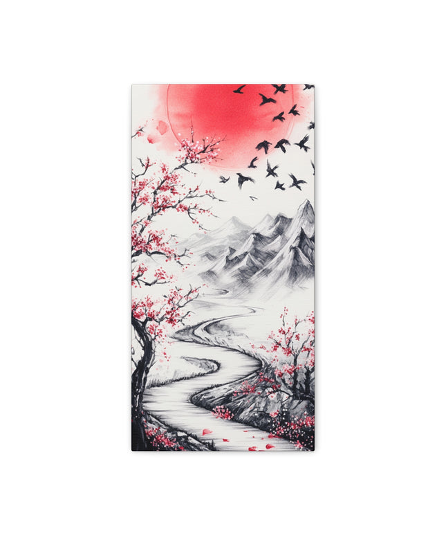 Canvas Gallery Wraps -Path to Dawn: Traditional Japanese Ink Sketch