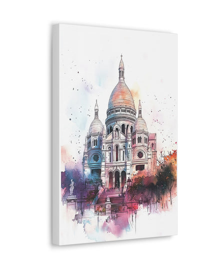 Canvas Gallery Wraps- Sacre Coeur Basilica - Watercolor Art Print