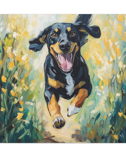 Canvas Gallery Wraps - Joyful Journey: A Dog's Delightful Run Through Nature