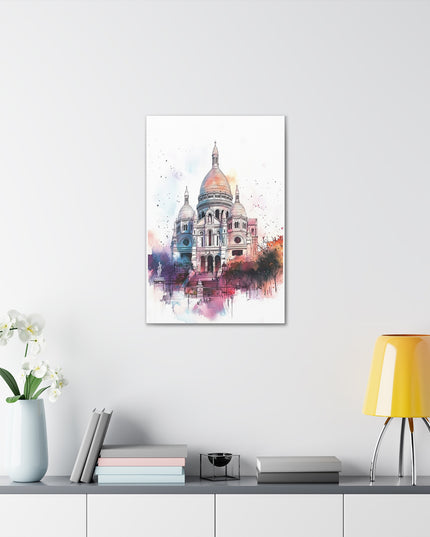 Canvas Gallery Wraps- Sacre Coeur Basilica - Watercolor Art Print