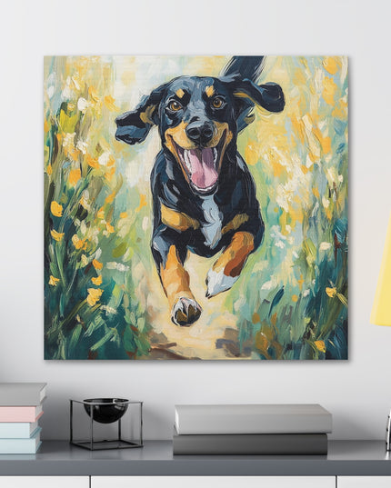 Canvas Gallery Wraps - Joyful Journey: A Dog's Delightful Run Through Nature