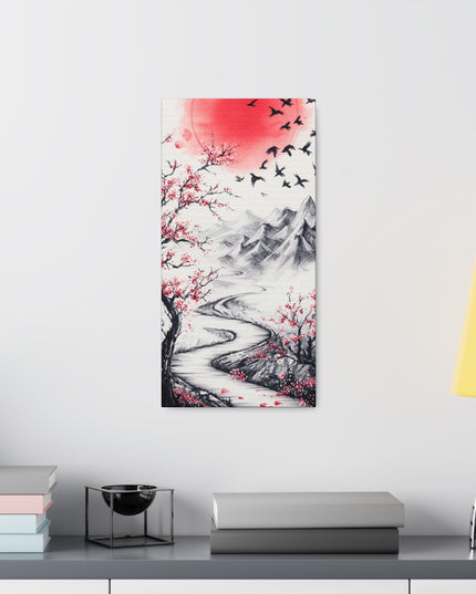 Canvas Gallery Wraps -Path to Dawn: Traditional Japanese Ink Sketch