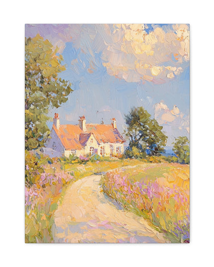 Canvas Gallery Wraps - Tranquil Sunlit Countryside: An Oil Painting Experience