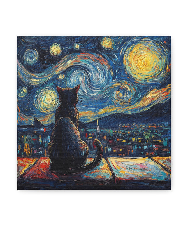 Canvas Gallery Wraps- Starry Night with a Cat"