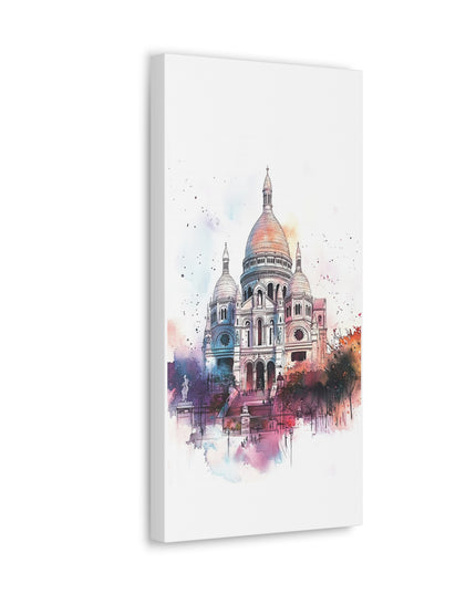 Canvas Gallery Wraps- Sacre Coeur Basilica - Watercolor Art Print
