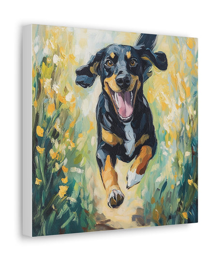Canvas Gallery Wraps - Joyful Journey: A Dog's Delightful Run Through Nature