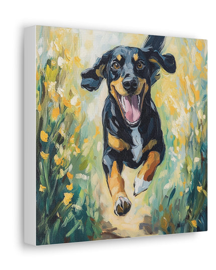 Canvas Gallery Wraps - Joyful Journey: A Dog's Delightful Run Through Nature