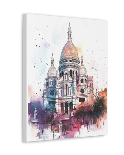 Canvas Gallery Wraps- Sacre Coeur Basilica - Watercolor Art Print