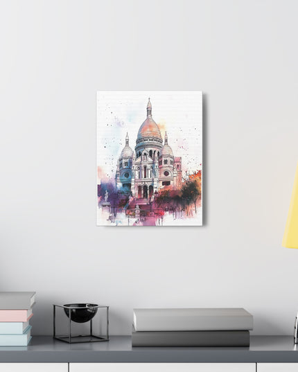 Canvas Gallery Wraps- Sacre Coeur Basilica - Watercolor Art Print